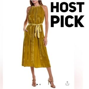 Velvet by Graham & Spencer Maren Silk-Blend Dress in Amber, Size Small, NWT